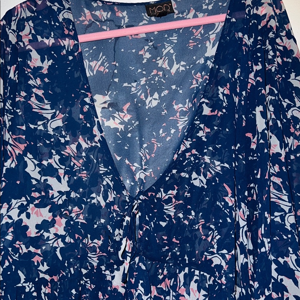 Floral Navy and Pink Women's Blouse